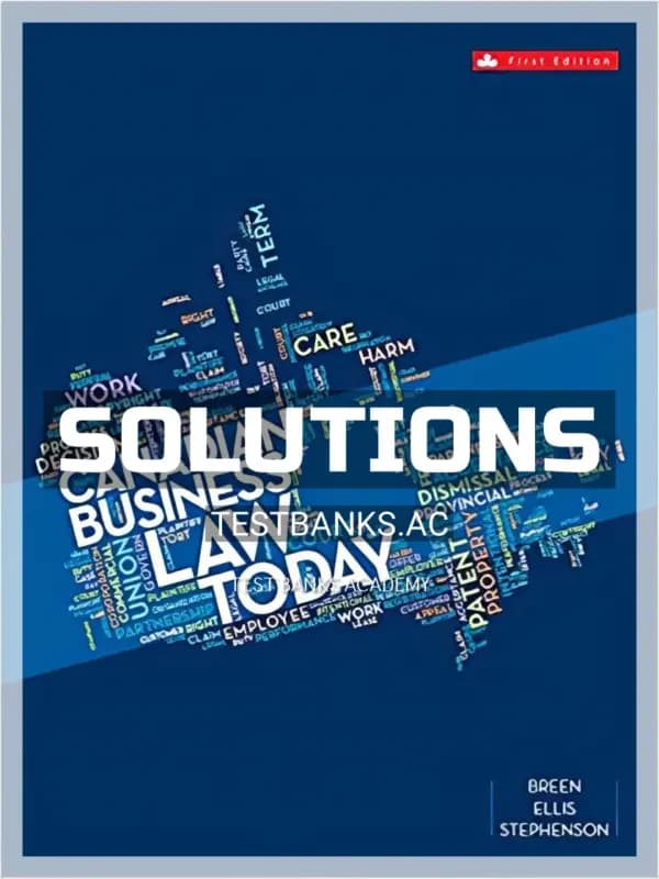 Cover for Solutions Manual for Canadian Business Law Today 1st CA Edition by Breen