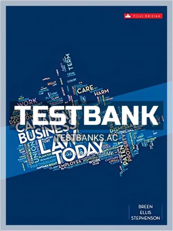 Cover for Test Bank for Canadian Business Law Today 1st CA Edition by Breen