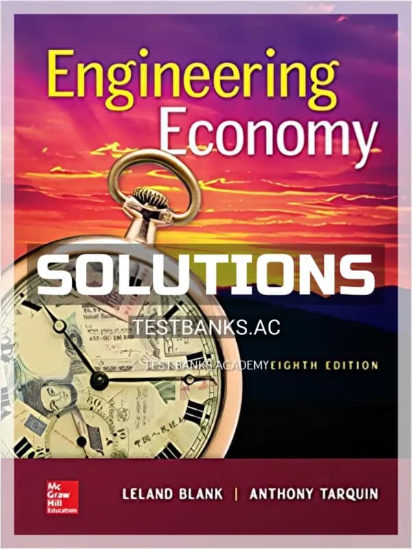 Cover for Solutions Manual for Engineering Economy 8th Edition by Blank