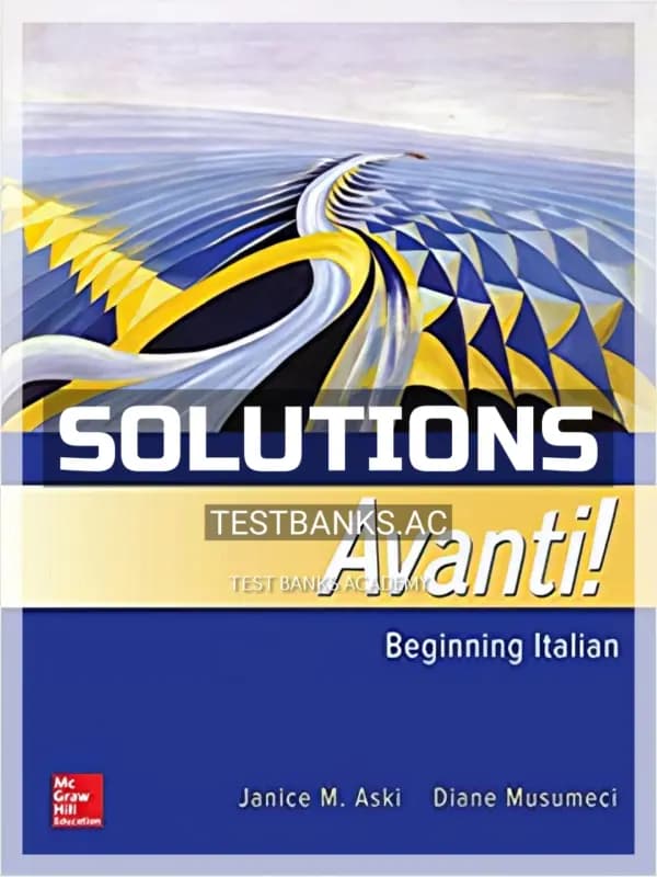 Cover for Solutions Manual for Avanti Beginning Italian 4th Edition by Aski