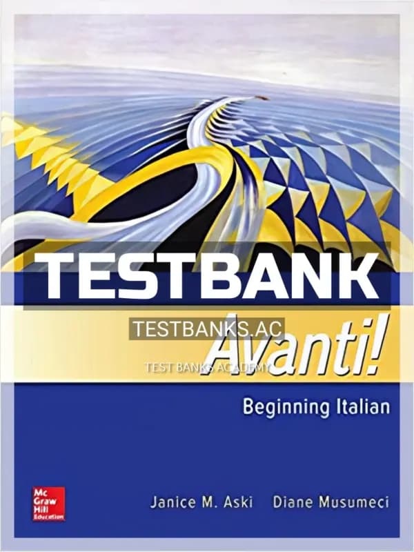 Cover for Test Bank for Avanti Beginning Italian 4th Edition by Aski