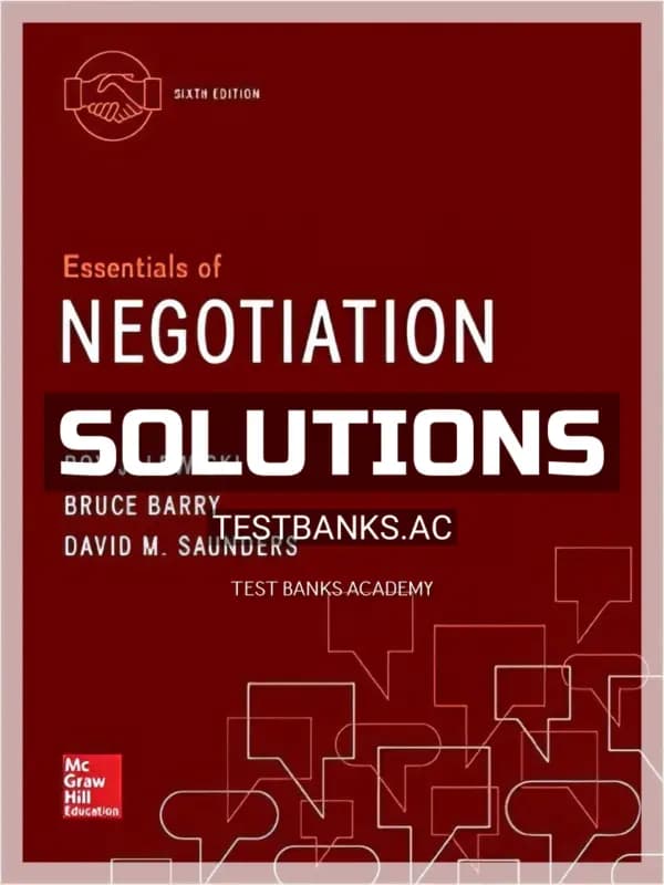 Cover for Solutions Manual for Essentials of Negotiation 6th Edition by Lewicki