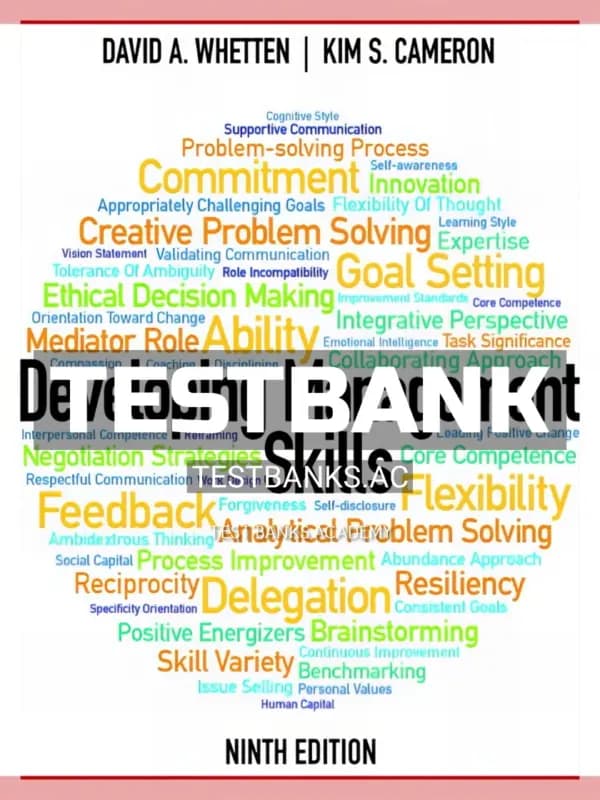 Cover for Test Bank for Developing Management Skills 9th Edition by Whetten