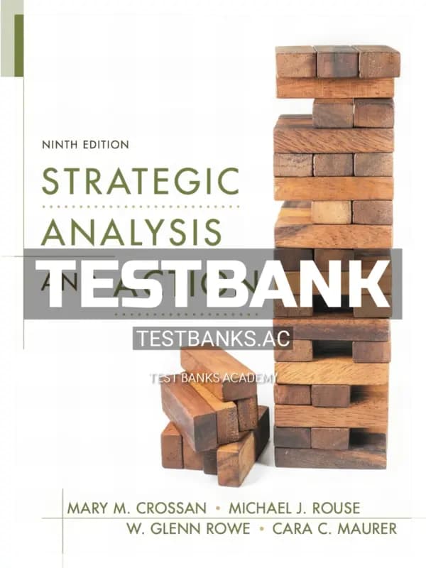 Cover for Test Bank for Strategic Analysis and Action 9th CA Edition by Crossan