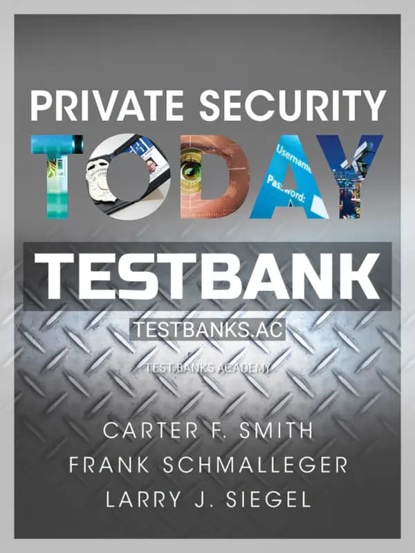 Cover for Test Bank for Private Security Today 1st Edition by Schmalleger
