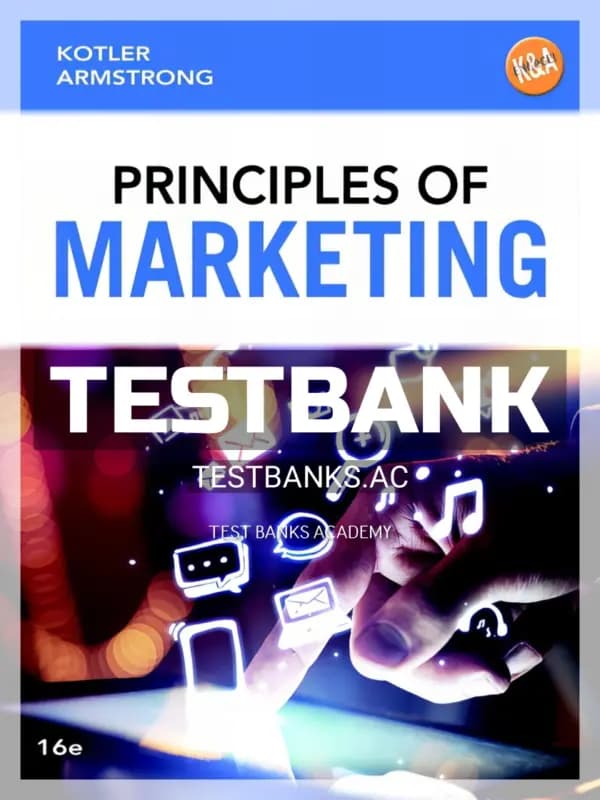Cover for Test Bank for Principles of Marketing 16th Edition by Kotler
