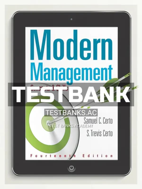 Cover for Test Bank for Modern Management Concepts and Skills 14th Edition by Certo