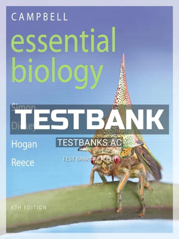 Cover for Test Bank for Campbell Essential Biology 6th Edition by Simon