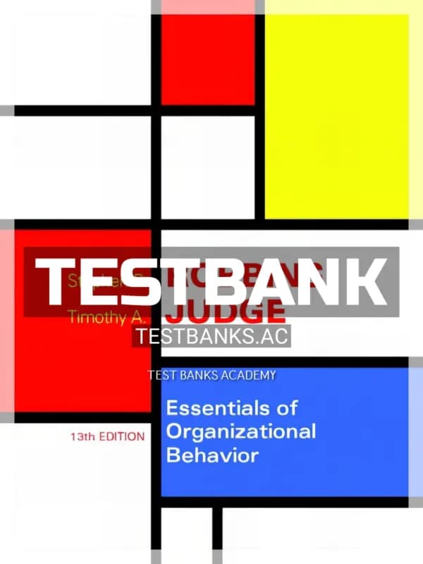 Cover for Test Bank for Essentials of Organizational Behavior 13th Edition by Robbins