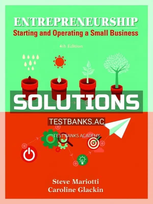 Cover for Solutions Manual for Entrepreneurship Starting and Operating A Small Business 4th Edition by Mariotti