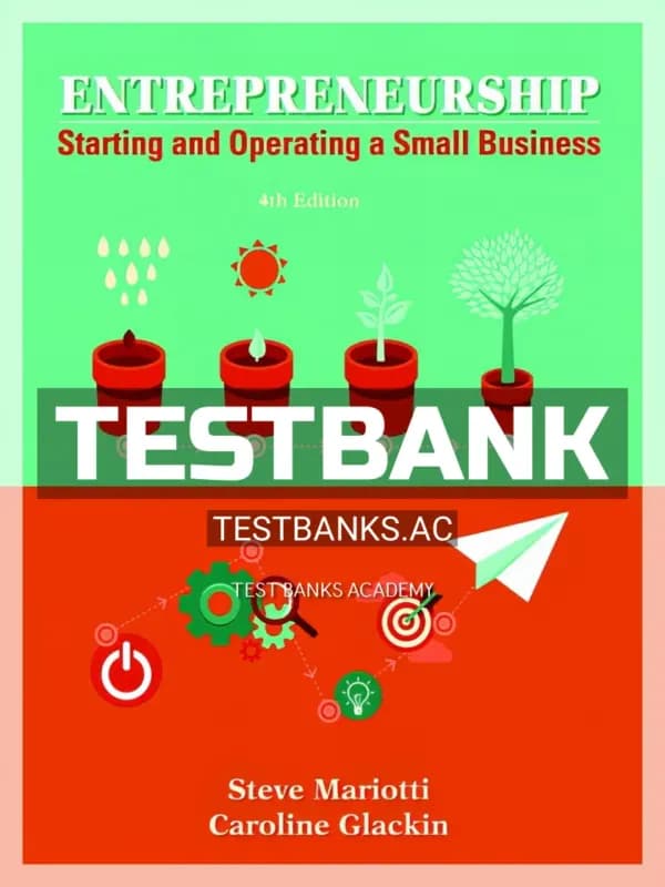 Cover for Test Bank for Entrepreneurship Starting and Operating A Small Business 4th Edition by Mariotti