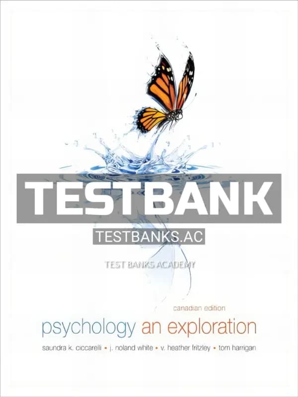 Cover for Test Bank for Psychology An Exploration 1st CA Edition by Ciccarelli