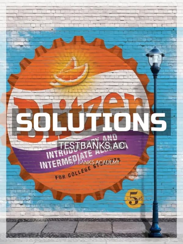 Cover for Solutions Manual for Introductory and Intermediate Algebra for College Students 5th Edition by Blitzer