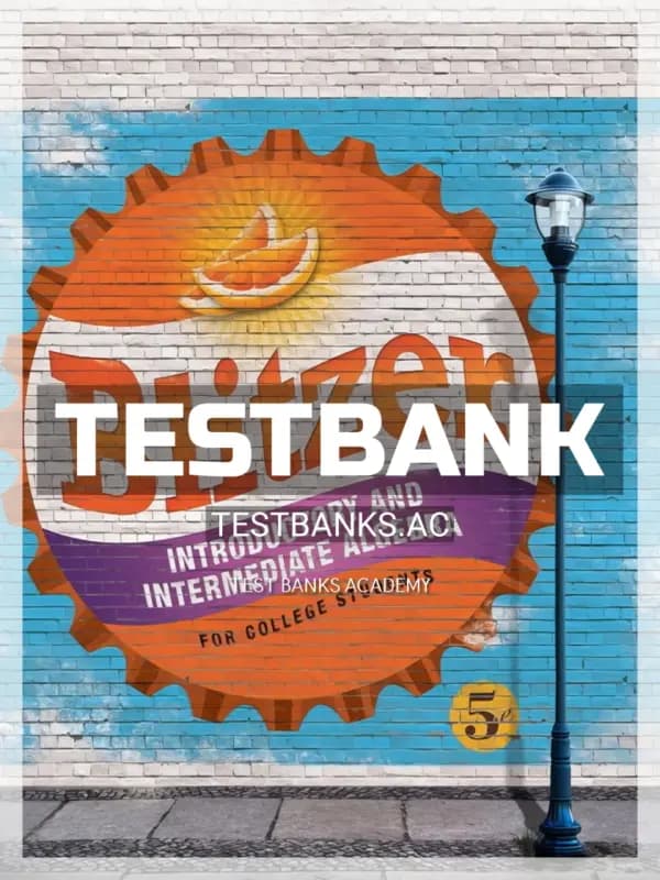 Cover for Test Bank for Introductory and Intermediate Algebra for College Students 5th Edition by Blitzer