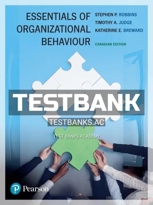 Cover for Test Bank for Essentials of Organizational Behaviour 1st CA Edition by Robbins