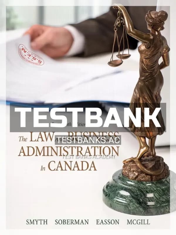 Cover for Test Bank for Law and Business Administration in Canada 14th CA Edition by Smyth