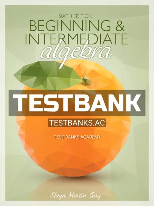 Cover for Test Bank for Beginning and Intermediate Algebra 6th Edition by Martin Gay