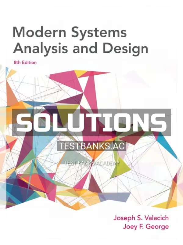 Cover for Solutions Manual for Modern Systems Analysis and Design 8th Edition by Valacich