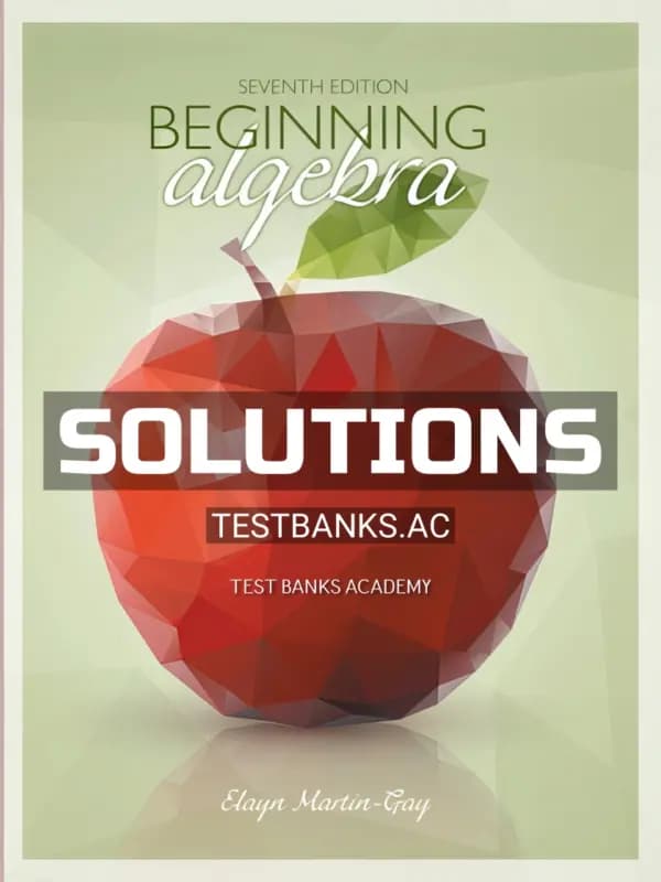 Solutions Manual for Beginning Algebra 7th Edition by Martin Gay cover