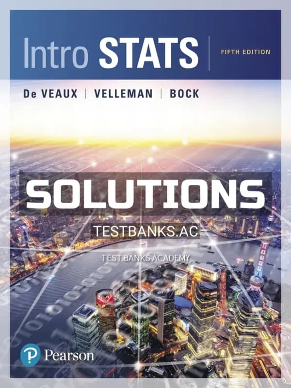 Cover for Solutions Manual for Intro Stats 5th Edition by De Veaux
