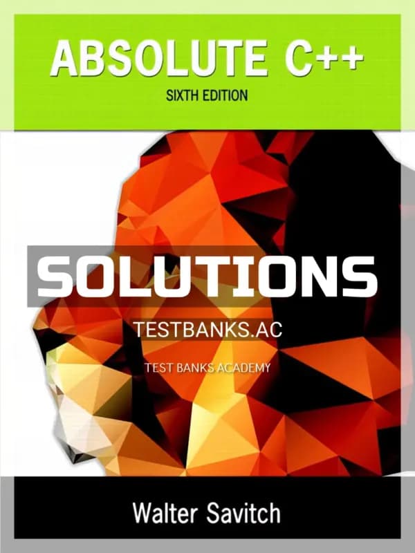 Cover for Solutions Manual for Absolute C++ 6th Edition by Savitch