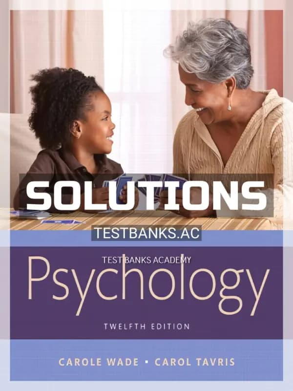 Cover for Solutions Manual for Psychology 12th Edition by Wade