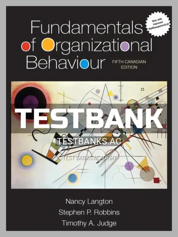 Cover for Test Bank for Fundamentals of Organizational Behaviour 5th CA Edition by Langton