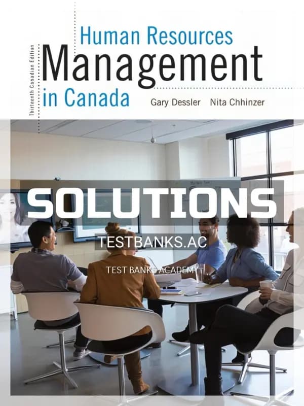Cover for Solutions Manual for Human Resources Management in Canada 13th CA Edition by Dessler