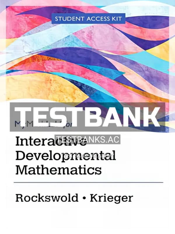 Cover for Test Bank for Interactive Developmental Mathematics 1st Edition by Rockswold