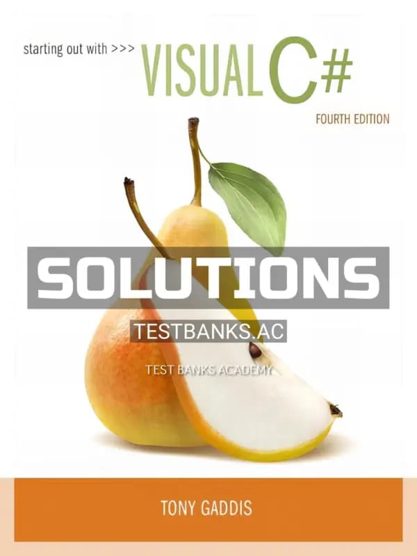 Cover for Solutions Manual for Starting out with Visual C# 4th Edition by Gaddis