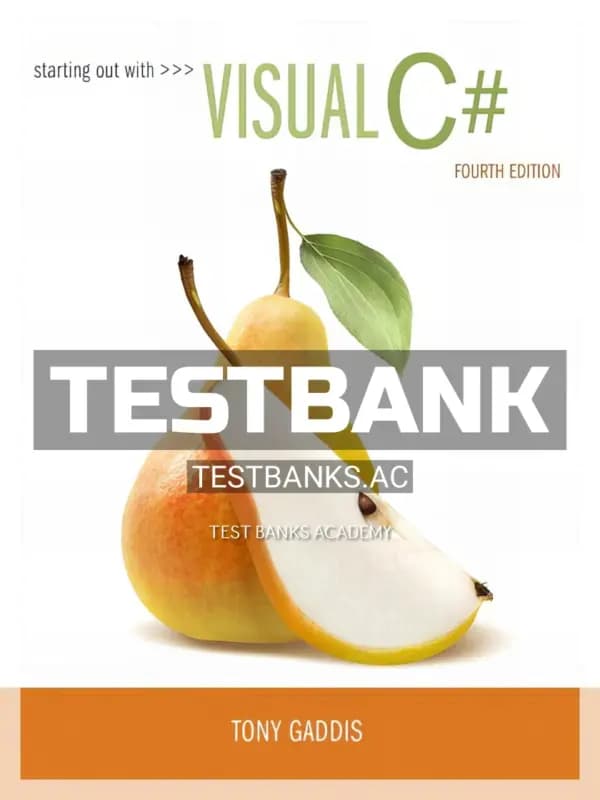 Cover for Test Bank for Starting out with Visual C# 4th Edition by Gaddis