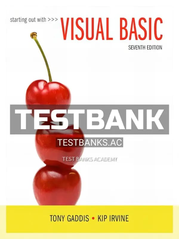 Cover for Test Bank for Starting Out with Visual Basic 7th Edition by Gaddis