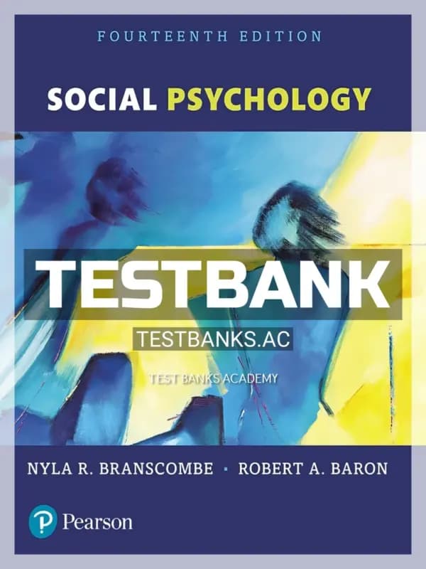 Cover for Test Bank for Social Psychology 14th Edition by Branscombe