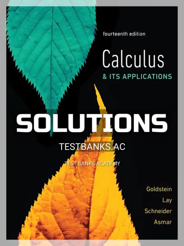 Cover for Solutions Manual for Calculus and Its Applications 14th Edition by Goldstein