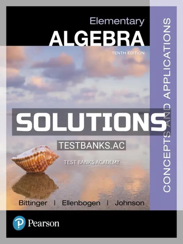 Cover for Solutions Manual for Elementary Algebra Concepts and Applications 10th Edition by Bittinger