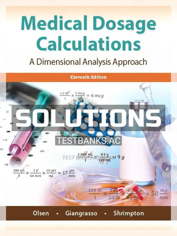Cover for Solutions Manual for Medical Dosage Calculations 11th Edition by Emeritus