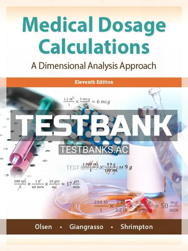 Cover for Test Bank for Medical Dosage Calculations 11th Edition by Emeritus
