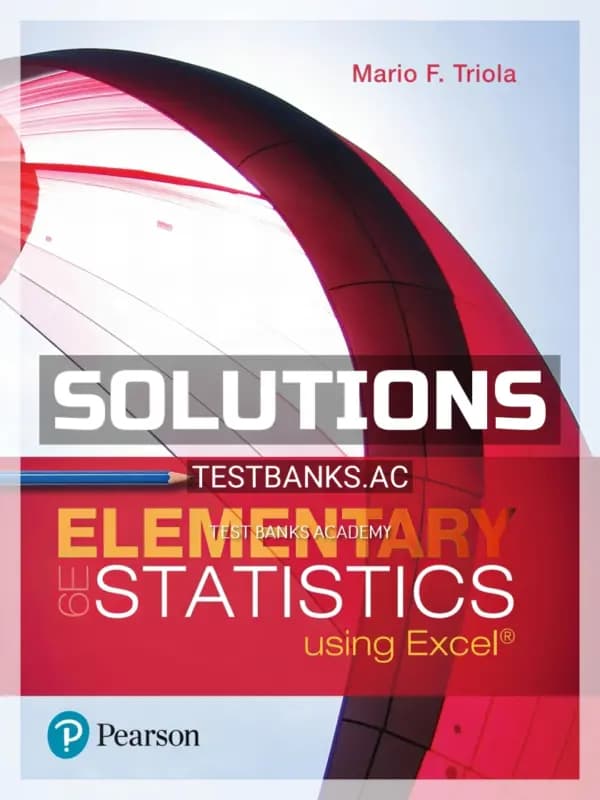 Cover for Solutions Manual for Elementary Statistics Using Excel 6th Edition by Triola