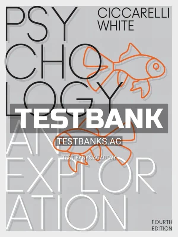 Cover for Test Bank for Psychology An Exploration 4th Edition by Ciccarelli