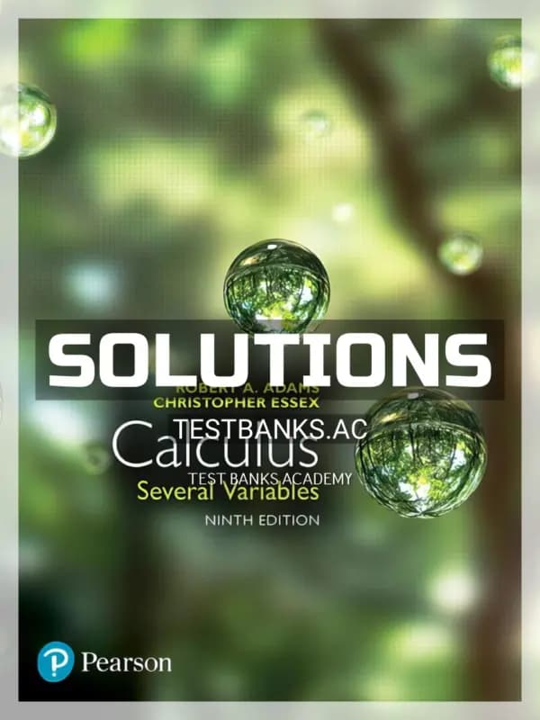 Cover for Solutions Manual for Calculus Several Variables 9th CA Edition by Adams