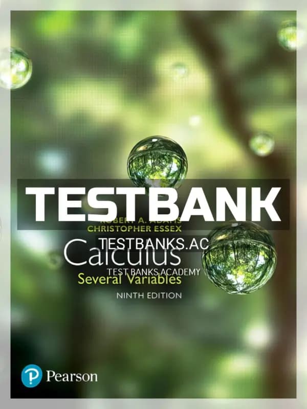 Cover for Test Bank for Calculus Several Variables 9th CA Edition by Adams