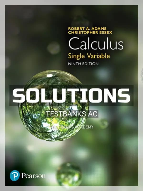 Cover for Solutions Manual for Calculus Single Variable 9th CA Edition by Adams