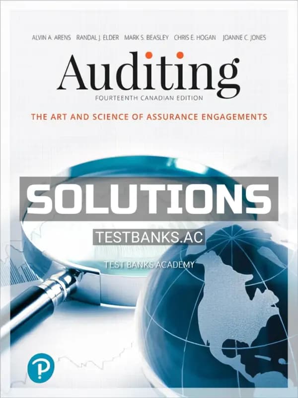 Cover for Solutions Manual for Auditing The Art and Science of Assurance Engagements 14th CA Edition by Arens