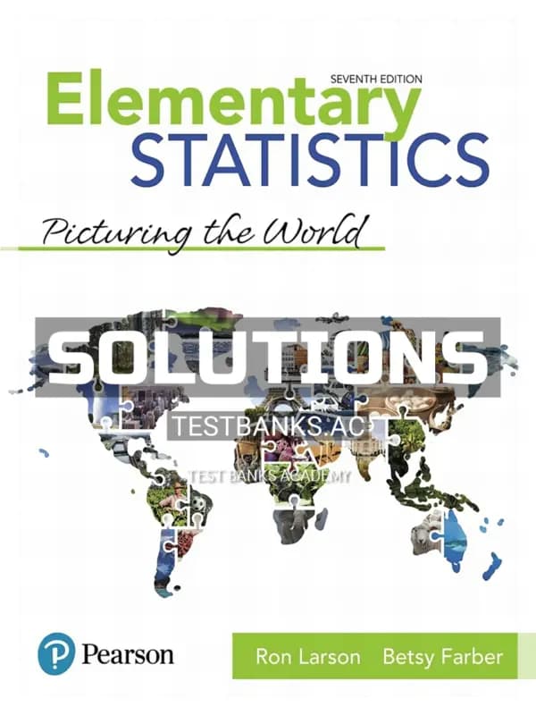 Cover for Solutions Manual for Elementary Statistics Picturing the World 7th Edition by Larson