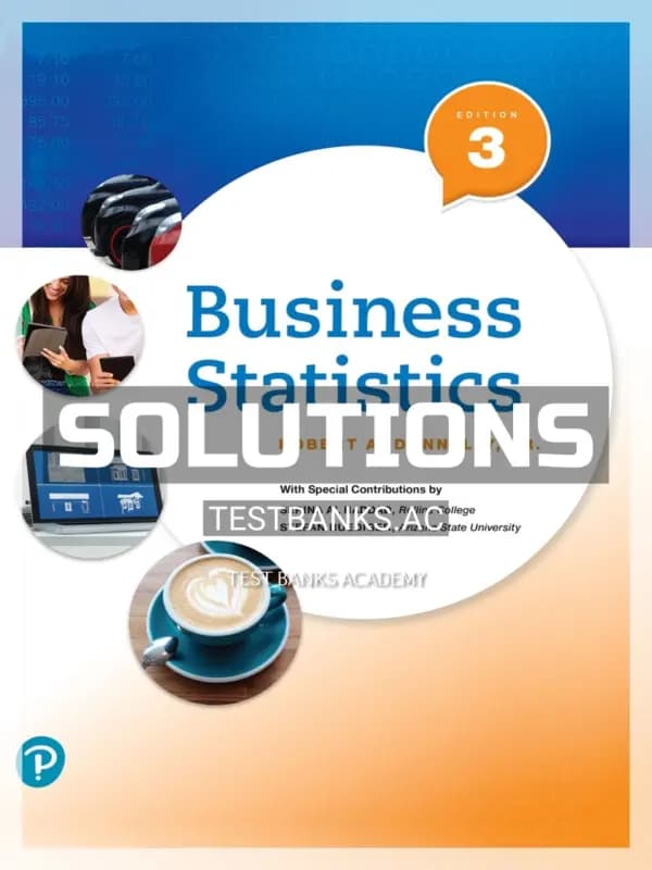 Cover for Solutions Manual for Business Statistics 3rd Edition by Donnelly