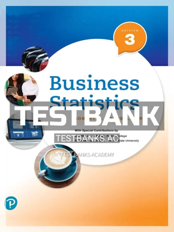 Cover for Test Bank for Business Statistics 3rd Edition by Donnelly