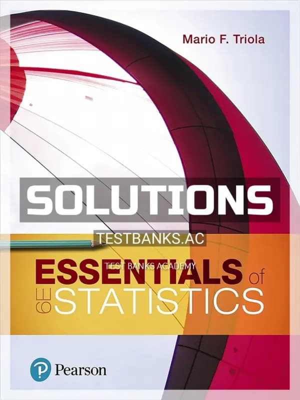 Cover for Solutions Manual for Essentials of Statistics 6th Edition by Triola