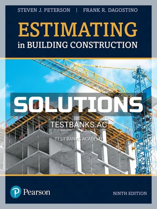 Cover for Solutions Manual for Estimating in Building Construction 9th Edition by Peterson