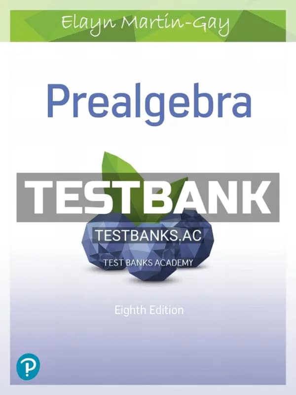 Cover for Test Bank for Prealgebra 8th Edition by Martin Gay