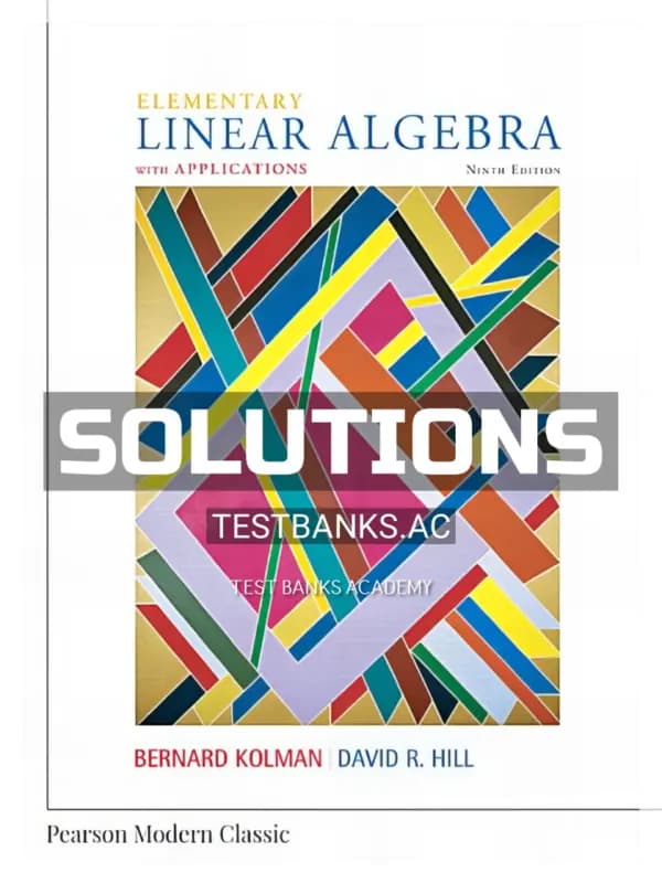 Cover for Solutions Manual for Elementary Linear Algebra with Applications 9th Edition by Kolman